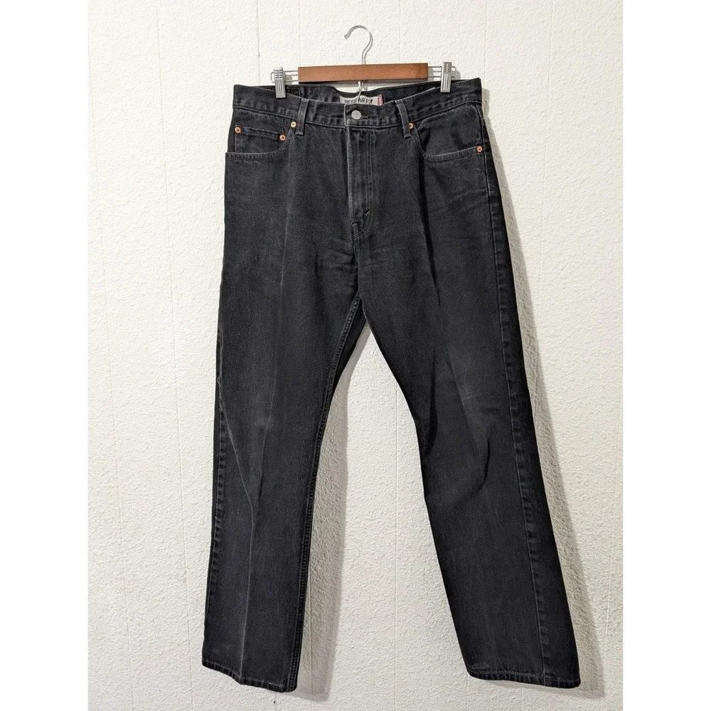 Vintage Levi's 505XX Regular Fit Men's Straight Jeans Size 36x34 Black Dark Wash